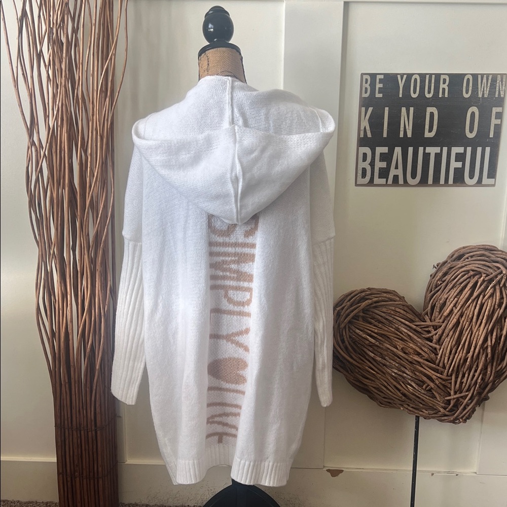 SHEIN White and Tan Hooded Cardigan Simply ❤️ Live